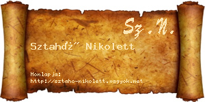 Sztahó Nikolett névjegykártya