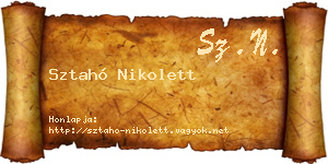 Sztahó Nikolett névjegykártya
